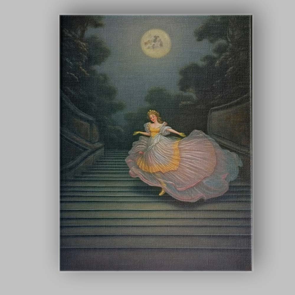 Moonlit Ballroom Princess Descending Grand Staircase Fantasy Canvas Wall Art Print Decor Picture Ready to Hang