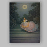 Moonlit Ballroom Princess Descending Grand Staircase Fantasy Canvas Wall Art Print Decor Picture Ready to Hang