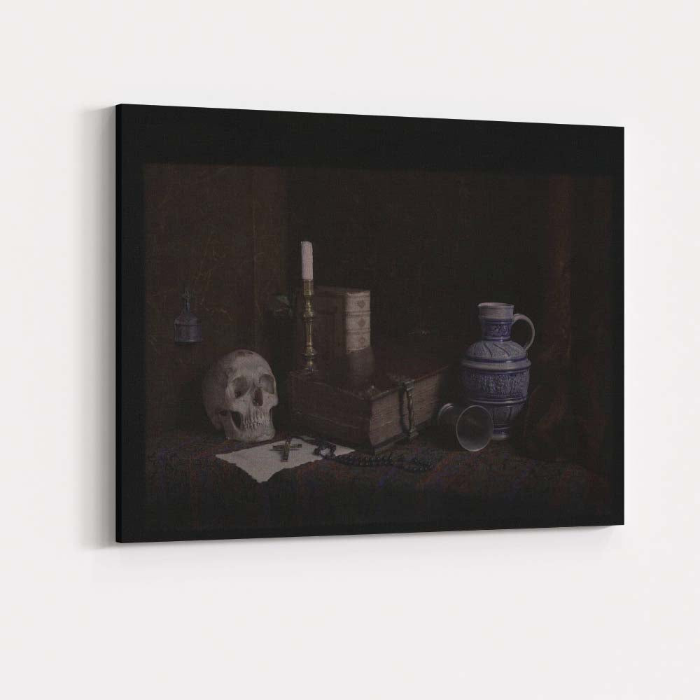 Gothic Skull Antique Books Religious Still Life Canvas Wall Art Print Decor Picture Ready to Hang