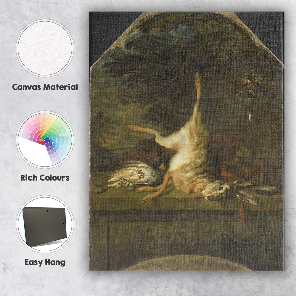 Dutch Master Hunting Trophy Hare and Game Still Life Canvas Wall Art Print Decor Picture Ready to Hang