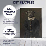 Victorian Black Dog Portrait in Historic Dress Canvas Wall Art Print Decor Picture Ready to Hang