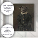 Victorian Black Dog Portrait in Historic Dress Canvas Wall Art Print Decor Picture Ready to Hang