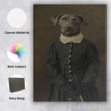 Victorian Black Dog Portrait in Historic Dress Canvas Wall Art Print Decor Picture Ready to Hang