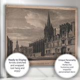 Historic Oxford Gothic College and Church Engraving Canvas Wall Art Print Decor Picture Ready to Hang