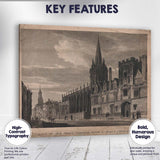 Historic Oxford Gothic College and Church Engraving Canvas Wall Art Print Decor Picture Ready to Hang