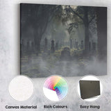 Misty Gothic Cemetery Woodland Graveyard Landscape Canvas Wall Art Print Decor Picture Ready to Hang
