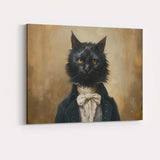 Victorian Black Cat Portrait Antique Gothic Animal Canvas Wall Art Print Decor Picture Ready to Hang