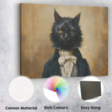 Victorian Black Cat Portrait Antique Gothic Animal Canvas Wall Art Print Decor Picture Ready to Hang