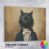 Victorian Black Cat Portrait Antique Gothic Animal Canvas Wall Art Print Decor Picture Ready to Hang