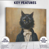 Victorian Black Cat Portrait Antique Gothic Animal Canvas Wall Art Print Decor Picture Ready to Hang