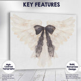 White Angel Wings with Black Lace Bow Ethereal Gothic Canvas Wall Art Print Decor Picture Ready to Hang