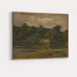 Traditional Riverside Woodland Landscape Oil Painting Canvas Wall Art Print Decor Picture Ready to Hang