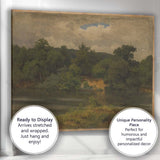 Traditional Riverside Woodland Landscape Oil Painting Canvas Wall Art Print Decor Picture Ready to Hang