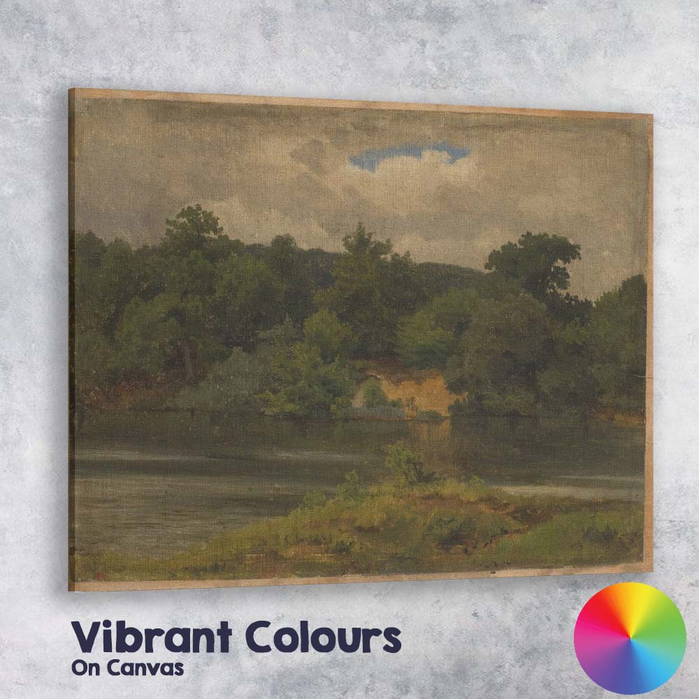 Traditional Riverside Woodland Landscape Oil Painting Canvas Wall Art Print Decor Picture Ready to Hang
