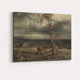 Stormy Lakeside Boat and Tree Coastal Landscape Canvas Wall Art Print Decor Picture Ready to Hang