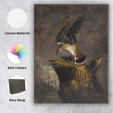 Bird of Prey Kestrel on Rocky Cliff Wildlife Oil Painting Canvas Wall Art Print Decor Picture Ready to Hang
