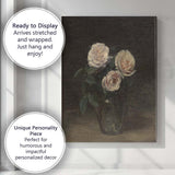 Blush Pink Garden Roses in Glass Vase Floral Still Life Canvas Wall Art Print Decor Picture Ready to Hang