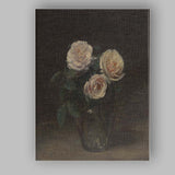 Blush Pink Garden Roses in Glass Vase Floral Still Life Canvas Wall Art Print Decor Picture Ready to Hang