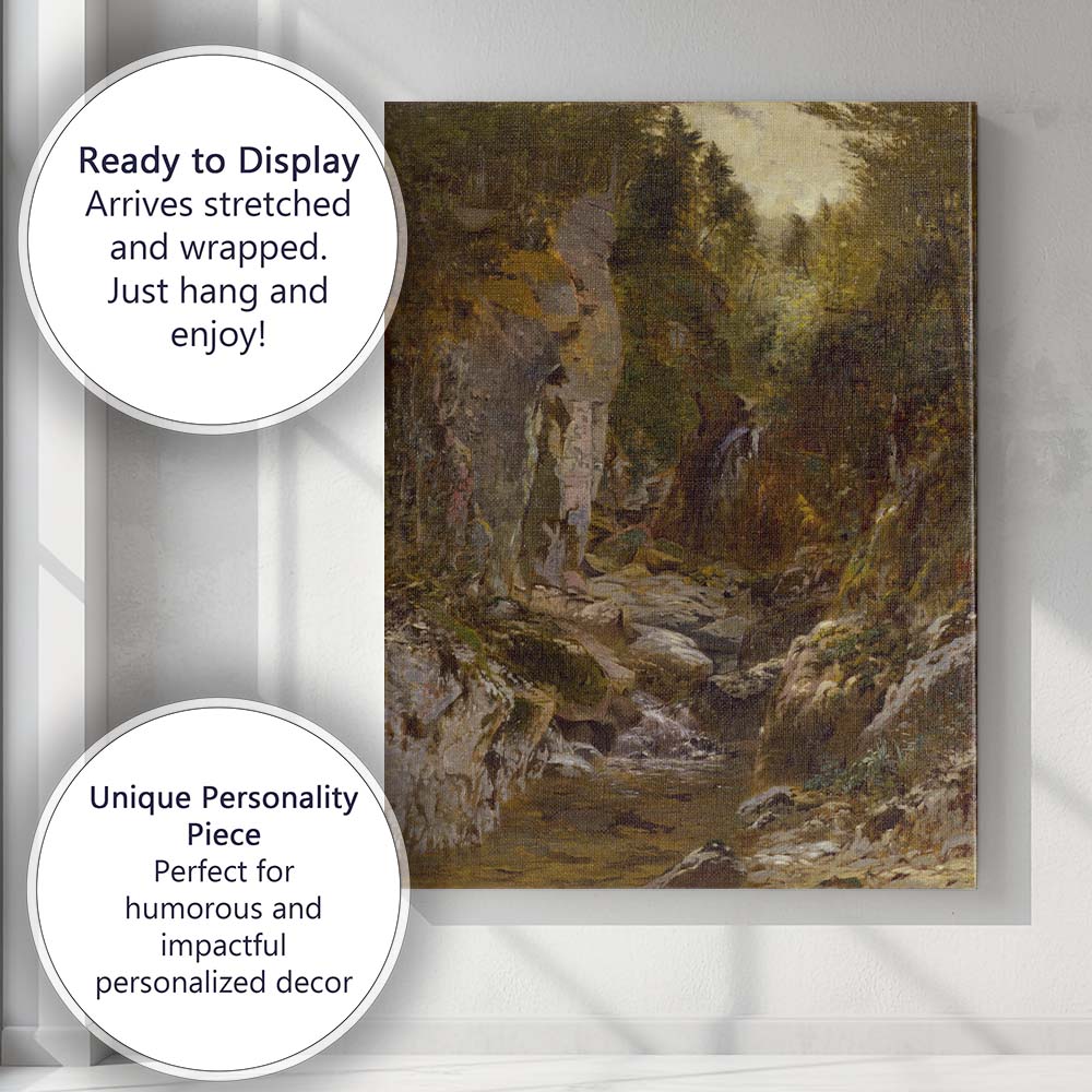 Woodland Stream and Rocky Forest Ravine Landscape Canvas Wall Art Print Decor Picture Ready to Hang