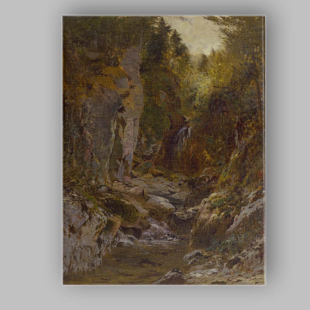 Woodland Stream and Rocky Forest Ravine Landscape Canvas Wall Art Print Decor Picture Ready to Hang
