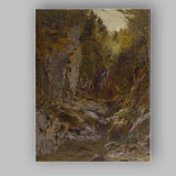 Woodland Stream and Rocky Forest Ravine Landscape Canvas Wall Art Print Decor Picture Ready to Hang