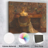 Elegant Woman Seated at Piano Moody Interior Painting Canvas Wall Art Print Decor Picture Ready to Hang