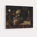 Vanitas Skull Books and Flowers Dark Antique Still Life Canvas Wall Art Print Decor Picture Ready to Hang