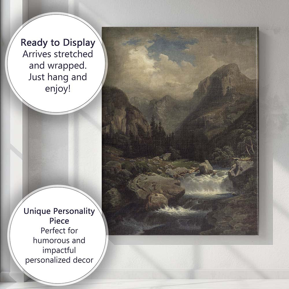Majestic Mountain Valley Waterfall Wilderness Landscape Canvas Wall Art Print Decor Picture Ready to Hang