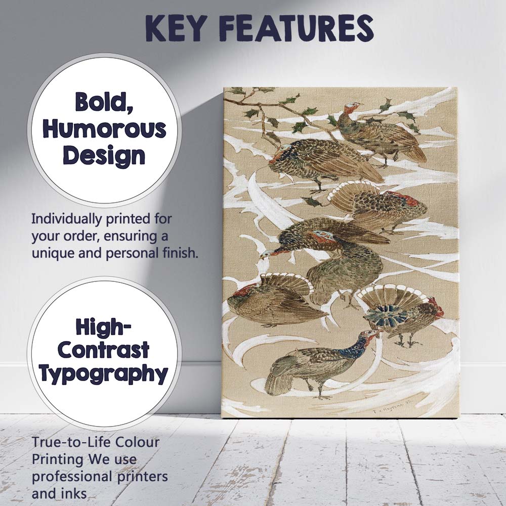 Decorative Wild Turkey Birds Nature Illustration Painting Canvas Wall Art Print Decor Picture Ready to Hang