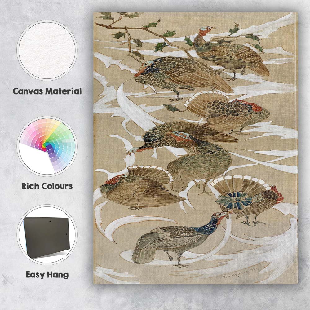 Decorative Wild Turkey Birds Nature Illustration Painting Canvas Wall Art Print Decor Picture Ready to Hang