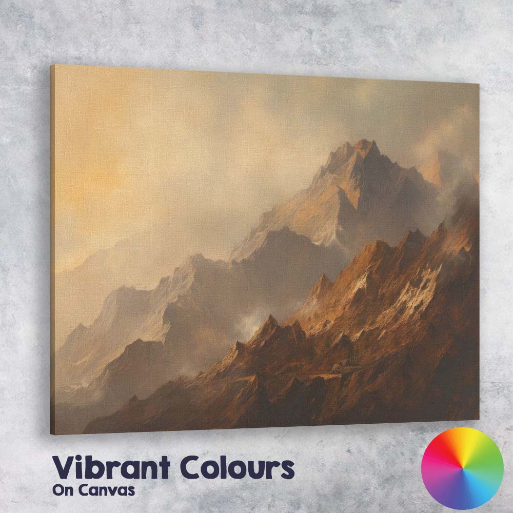 Dramatic Mountain Peak Misty Highlands Landscape Painting Canvas Wall Art Print Decor Picture Ready to Hang