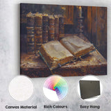 Antique Books and Candle Literary Still Life Oil Painting Canvas Wall Art Print Decor Picture Ready to Hang