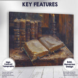Antique Books and Candle Literary Still Life Oil Painting Canvas Wall Art Print Decor Picture Ready to Hang