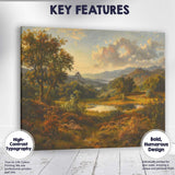Golden Countryside Lake and Mountain Scenic Landscape Painting Canvas Wall Art Print Decor Picture Ready to Hang