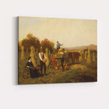 Autumn Pumpkin Harvest Farm Workers Rural Landscape Painting Canvas Wall Art Print Decor Picture Ready to Hang