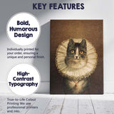 Victorian Black and White Cat Portrait with Lace Ruff Canvas Wall Art Print Decor Picture Ready to Hang