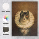 Victorian Black and White Cat Portrait with Lace Ruff Canvas Wall Art Print Decor Picture Ready to Hang