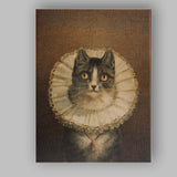 Victorian Black and White Cat Portrait with Lace Ruff Canvas Wall Art Print Decor Picture Ready to Hang