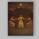 Mystical Moonlit Women With String Dolls Gothic Fantasy Canvas Wall Art Print Decor Picture Ready to Hang