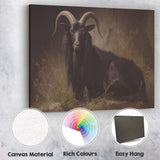 Black Goat Portrait Mystical Rustic Animal Artwork Canvas Wall Art Print Decor Picture Ready to Hang