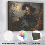 Dark Enchanted Witch Portrait Gothic Fantasy Woodland Canvas Wall Art Print Decor Picture Ready to Hang
