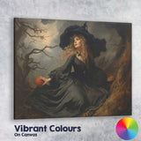 Dark Enchanted Witch Portrait Gothic Fantasy Woodland Canvas Wall Art Print Decor Picture Ready to Hang