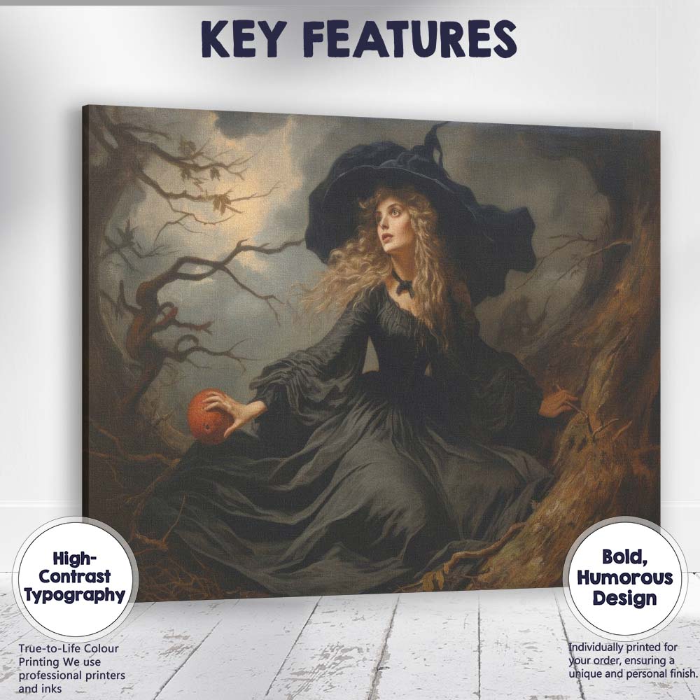 Dark Enchanted Witch Portrait Gothic Fantasy Woodland Canvas Wall Art Print Decor Picture Ready to Hang