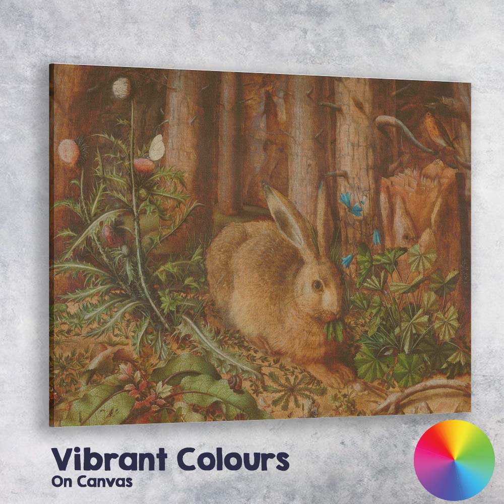 Woodland Rabbit Among Wildflowers Forest Nature Illustration Canvas Wall Art Print Decor Picture Ready to Hang