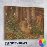Woodland Rabbit Among Wildflowers Forest Nature Illustration Canvas Wall Art Print Decor Picture Ready to Hang