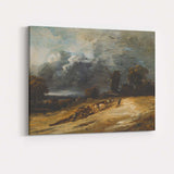 Dark Moody Windmill Storm Cloud Rural Landscape Painting Canvas Wall Art Print Decor Picture Ready to Hang