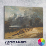 Dark Moody Windmill Storm Cloud Rural Landscape Painting Canvas Wall Art Print Decor Picture Ready to Hang