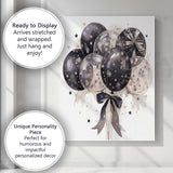 Black Gold Celestial Starry Party Balloons Watercolour Illustration Canvas Wall Art Print Decor Picture Ready to Hang