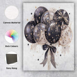 Black Gold Celestial Starry Party Balloons Watercolour Illustration Canvas Wall Art Print Decor Picture Ready to Hang