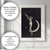 Victorian Moon Goddess Celestial Night Antique Illustration Canvas Wall Art Print Decor Picture Ready to Hang